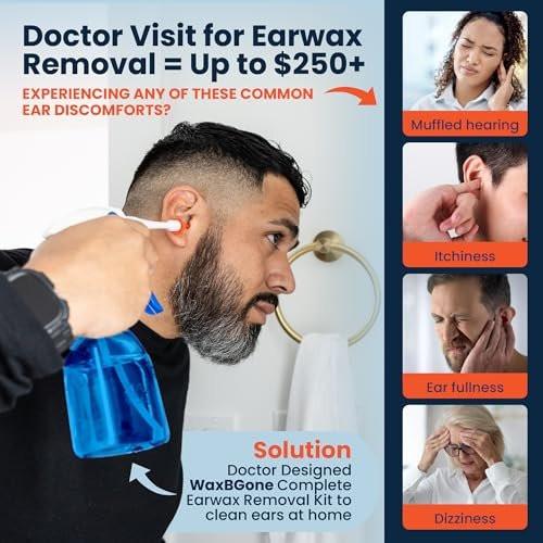 WaxBGone® Ear Wax Removal Kit with SoftSpray® Irrigation Tips, 4X High Output Sprayer & Ear Basin - Safe, Fast, Gentle Ear Cleaning Kit for Adults & Kids at Home - Standard Kit with Ear Drops - görsel 3