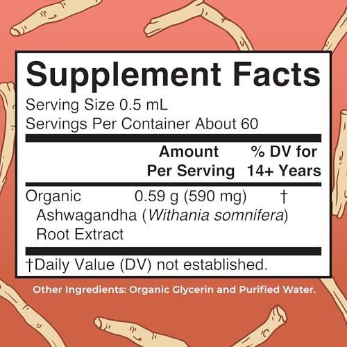 MaryRuth Organics Ashwagandha Root | USDA Organic Ashwagandha Liquid Drops | Stress Relief, Natural Calm, Relaxation and Mood Support Supplement | Adaptogenic | Nervine | Vegan | Non-GMO | 60 Servings - görsel 4