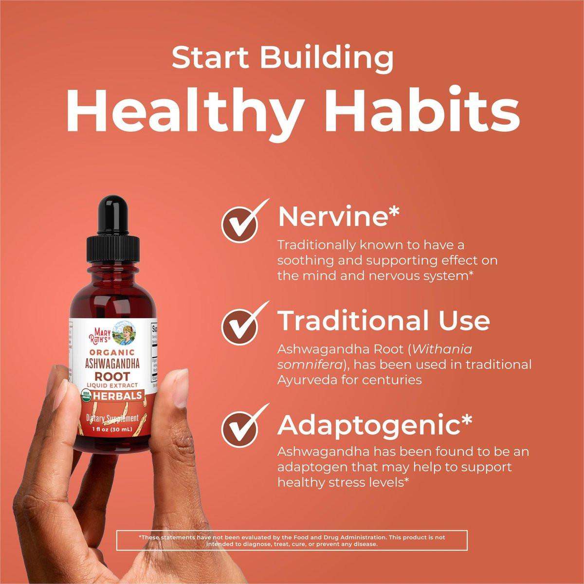 MaryRuth Organics Ashwagandha Root | USDA Organic Ashwagandha Liquid Drops | Stress Relief, Natural Calm, Relaxation and Mood Support Supplement | Adaptogenic | Nervine | Vegan | Non-GMO | 60 Servings - görsel 9