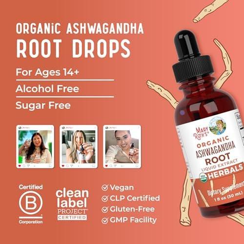 MaryRuth Organics Ashwagandha Root | USDA Organic Ashwagandha Liquid Drops | Stress Relief, Natural Calm, Relaxation and Mood Support Supplement | Adaptogenic | Nervine | Vegan | Non-GMO | 60 Servings - görsel 16