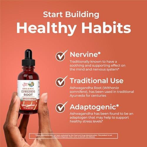 MaryRuth Organics Ashwagandha Root | USDA Organic Ashwagandha Liquid Drops | Stress Relief, Natural Calm, Relaxation and Mood Support Supplement | Adaptogenic | Nervine | Vegan | Non-GMO | 60 Servings - görsel 10