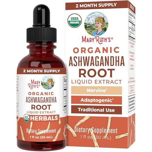 MaryRuth Organics Ashwagandha Root | USDA Organic Ashwagandha Liquid Drops | Stress Relief, Natural Calm, Relaxation and Mood Support Supplement | Adaptogenic | Nervine | Vegan | Non-GMO | 60 Servings - görsel 2