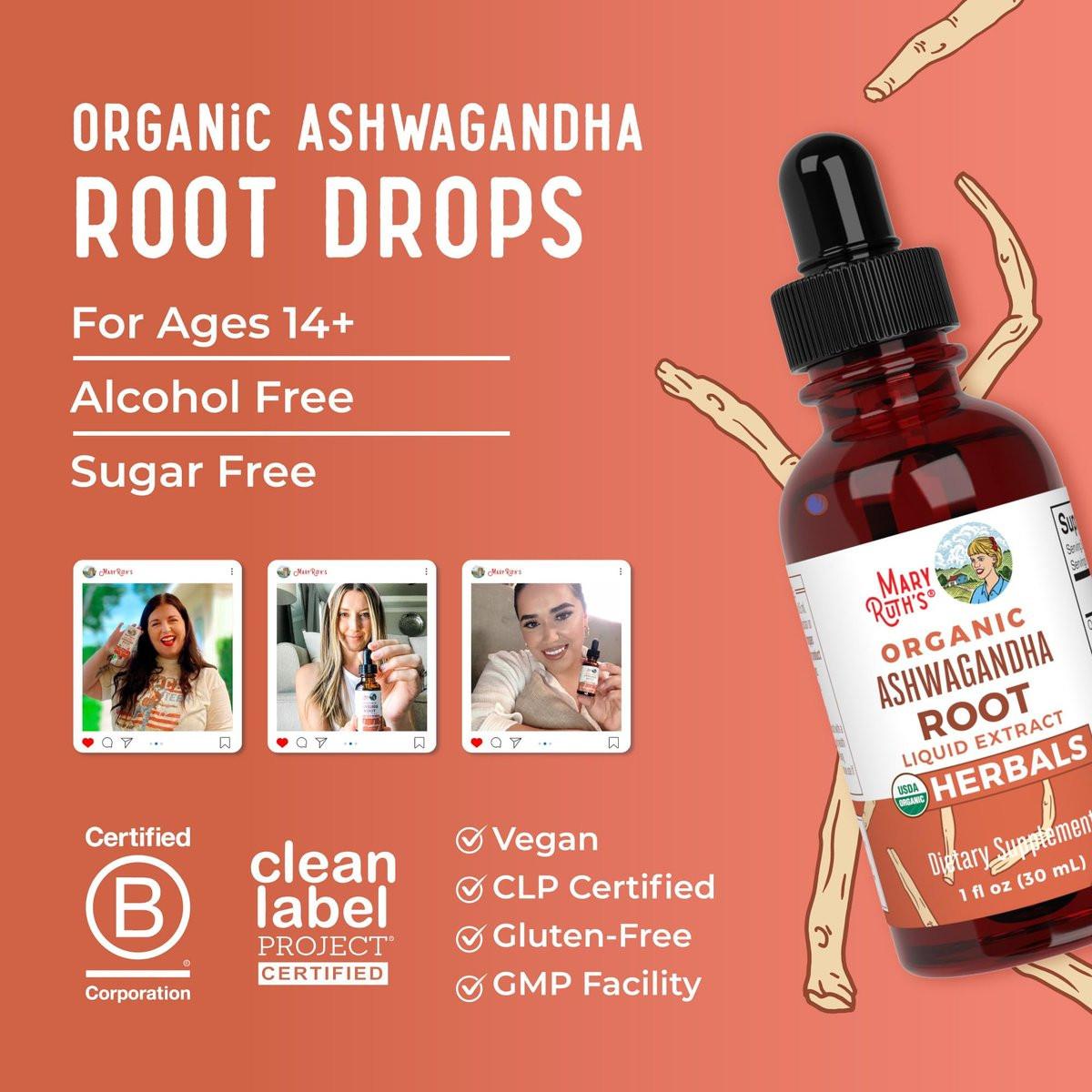 MaryRuth Organics Ashwagandha Root | USDA Organic Ashwagandha Liquid Drops | Stress Relief, Natural Calm, Relaxation and Mood Support Supplement | Adaptogenic | Nervine | Vegan | Non-GMO | 60 Servings - görsel 15