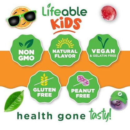 Lifeable Vitamin B Complex for Kids | with Vitamin C | Great Tasting B Complex Gummies | Vegan Kids B Complex | Energy and Nerve Support | 90 Gummies