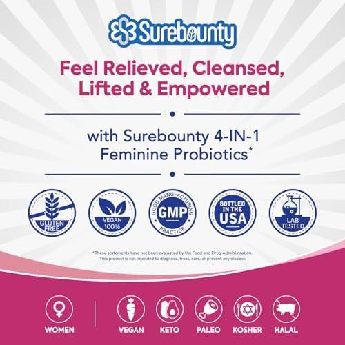 Surebounty Probiotics for Women, 120 Billion CFU 34 Strains, Prebiotics, Digestive Enzymes, Cranberry, 4-in-1 Feminine Probiotic, Digestive, Vaginal, Immune Support, 30ct - görsel 4