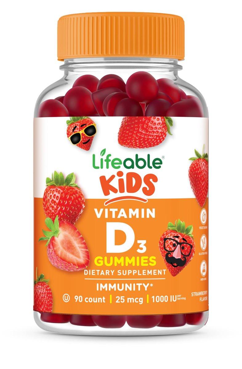 Lifeable Kids Vitamin D Gummies - Vitamin D3 1000 IU - Great Tasting D3 Gummies for Strong Bones & Immune Support - 90 Count - görsel 5