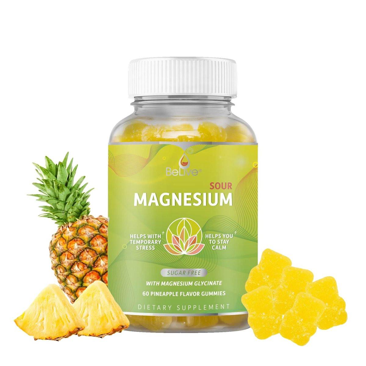 BeLive Magnesium Glycinate Gummies 200 mg - Sugar Free Supplement for Muscle Relaxation, Sleep Support, & Heart Health for Adults & Kids - Pineapple Flavor - 60 Count - görsel 11