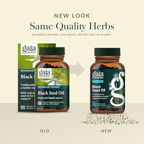 Gaia Herbs Black Seed Oil - Cold-Pressed Capsules with Nigella Seed Traditionally Used for Lung, Respiratory & Antioxidant Support* - Herbal Supplement - 60 Vegan Liquid Phyto-Caps (30 Servings) - görsel 9