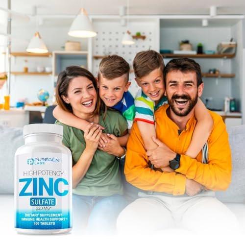 Puregen Labs Zinc Sulfate 220 mg Dietary Supplement Tablets - 100 Count (Pack of 2) - görsel 5