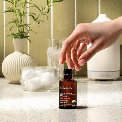 Cliganic Organic Sweet Orange Essential Oil, 4oz - 100% Pure Natural for Aromatherapy Diffuser | Non-GMO Verified