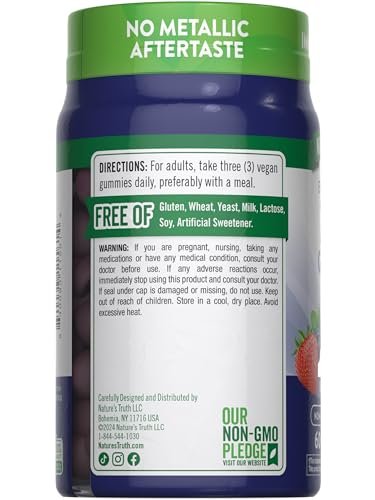 Nature's Truth Zinc Gummies for Adults | 50 mg | 60 Count | Vegan, Non-GMO & Gluten Free Extra Strength Supplement | Mixed Berry Flavor - görsel 3