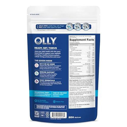 OLLY Men's Multivitamin Gummy, Immune Support, Vitamins A, C, D, E, B, Lycopene, Zinc, BlackBerry, 60 Day Supply - 120 Count
