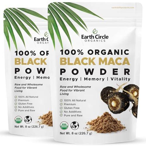 Organic Black Maca Peruvian Root Powder | Black Maca Root for Men | Natural Supplement | Essential Vitamins, Minerals & Fatty Acids Improved Energy | Immune Support (8oz, Pack of 2) - görsel 1