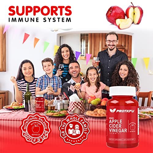 ProTKFU Apple Cider Vinegar Gummies, 120 Count Max Strength 1000mg ACV Gummies with Vitamin B12 & B6, for Metabolism, Digestion, Detox, Gut & Immune Health, Vegan & Non-GMO, Gelatin-Free - görsel 6