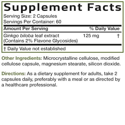 Bronson Ginkgo Biloba Extra Strength – Serving Size: 1 Capsule – Image 8