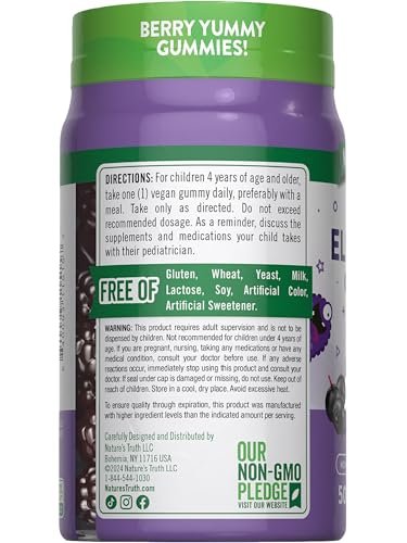 Nature's Truth Kids Elderberry Gummies | 50 Count | with Zinc and Vitamin C | Vegan, Non-GMO & Gluten Free Supplement - görsel 13