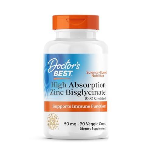 Doctor's Best High Absorption Zinc Bisglycinate 50mg High Potency Supporting Enhancing Immune System Antioxidant VC, 90 Count - görsel 2