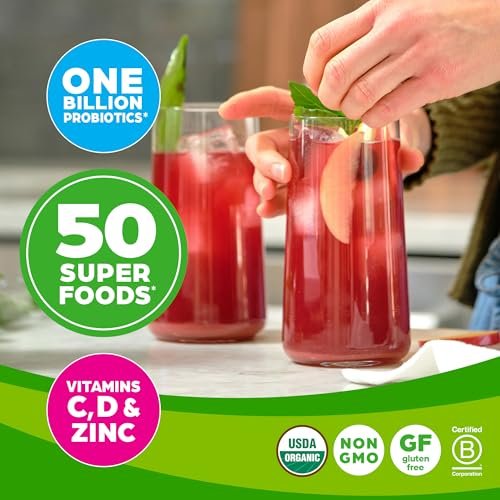 Orgain Organic Greens + 50 Superfoods Immunity Up! Powder, Honeycrisp Apple - Immune Support, Probiotics, Vitamin C, D & Zinc, Apple Cider Vinegar, Ashwagandha, Cordyceps & Reishi Mushrooms - 0.62lb - görsel 11