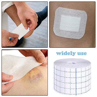 Nuanchu 2 Rolls Non-Woven Cover Roll Stretch Tape Non-Woven Adhesive Bandages Breathable Bandage Tape Cohesive Wrap Bandages Protective Stretch Bandage Film (2 Inch x 10.94 Yard, White)