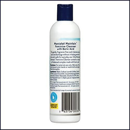 Monistat Boric Acid Feminine Wash, Fragrance-Free Intimate Wash for Women with Gentle pH-Balanced Formula, 10 Fl Oz, Pack of 3