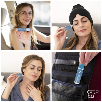 TheraICE Soothing Head Stick 10 ml (.33-Oz) Essential Oil Roll on Aromatherapy for Fast Cooling Comfort: Peppermint, Spearmint, Lavender, Chamomile, Rosemary, Eucalyptus. Metal Roller. USA Made