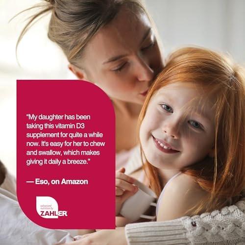 Zahler Junior D3 & K2 - Bone Building & Immune Support for Kids - Vitamin D3 & Vitamin K2 to Support Bone Density & Calcium Absorption - Non-GMO & Gluten-Free - Peach Apricot, 90 Chewable Tablets - görsel 14