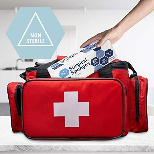 MED PRIDE All Cotton Non-Stick Bandage Supplies 4x4in Premium Quality Surgical Sponges 200 Pack 4'' x 4'', 16 ply – Gauze Pads Non Sterile - First Aid Wound Care Dressing Sponge – Woven Medical Nonstick - görsel 7