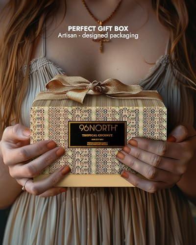96NORTH Luxury Coconut Soy Candle | Large 3 Wick Jar Candle | Up to 50 Hours Burning Time | Tropical Beach Scented Candles for Home | 100% Natural Soy Wax | Housewarming Gift for Women and Men - görsel 2
