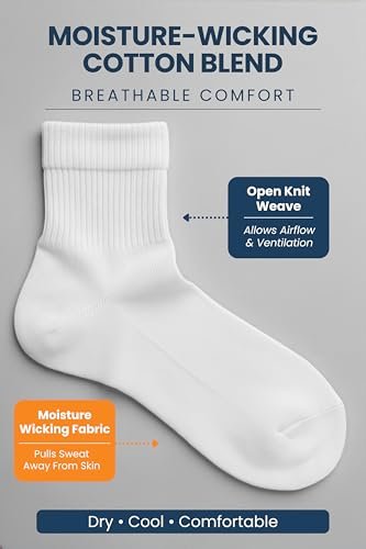 Special Essentials 12 Pairs Cotton Diabetic Ankle Socks - Non-Binding With Extra Wide Top For Men and Women White 10-13 - görsel 1