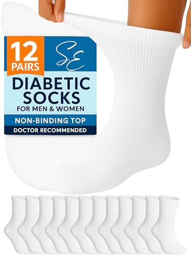Special Essentials 12 Pairs Cotton Diabetic Ankle Socks - Non-Binding With Extra Wide Top For Men and Women White 10-13 - görsel 9