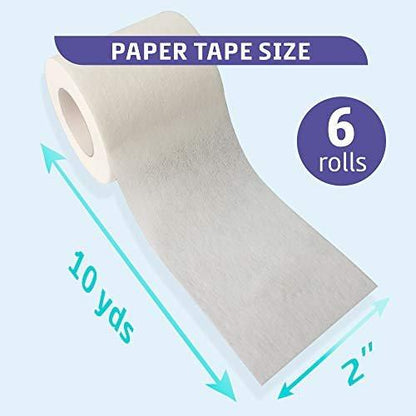 Conkote Soft Paper Surgical Tape 2" x 10 Yards, Gentle Adhesion and Hypoallergenic, 6 Rolls