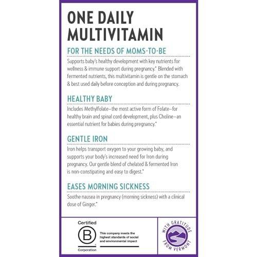 New Chapter Prenatal Vitamins, One Daily Prenatal Multivitamin with Methylfolate + Choline for Healthy Mom & Baby, Gluten Free & Non-GMO, 30 Count - görsel 15