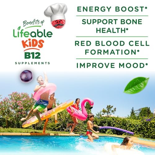 Lifeable Vitamin B12 for Kids | 1000 mcg | Great Tasting Vitamin B12 Gummies | Gluten Free, Vegan B12 Vitamins | B12 Vitamins for Energy, Mood and Nervous System Support | 90 Gummies - görsel 5