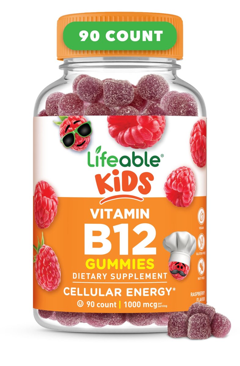 Lifeable Vitamin B12 for Kids | 1000 mcg | Great Tasting Vitamin B12 Gummies | Gluten Free, Vegan B12 Vitamins | B12 Vitamins for Energy, Mood and Nervous System Support | 90 Gummies - görsel 2