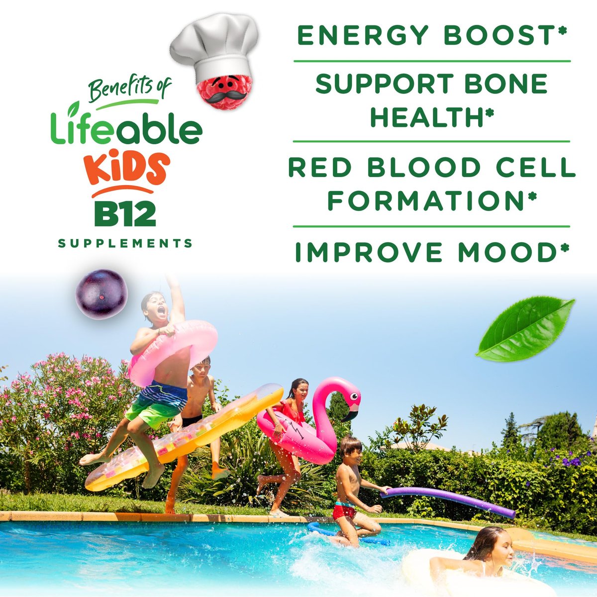 Lifeable Vitamin B12 for Kids | 1000 mcg | Great Tasting Vitamin B12 Gummies | Gluten Free, Vegan B12 Vitamins | B12 Vitamins for Energy, Mood and Nervous System Support | 90 Gummies - görsel 6