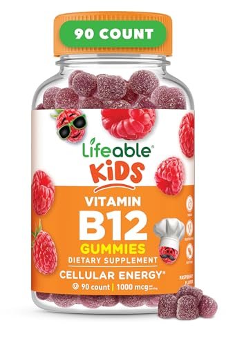 Lifeable Vitamin B12 for Kids | 1000 mcg | Great Tasting Vitamin B12 Gummies | Gluten Free, Vegan B12 Vitamins | B12 Vitamins for Energy, Mood and Nervous System Support | 90 Gummies - görsel 1