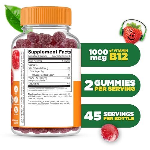 Lifeable Vitamin B12 for Kids | 1000 mcg | Great Tasting Vitamin B12 Gummies | Gluten Free, Vegan B12 Vitamins | B12 Vitamins for Energy, Mood and Nervous System Support | 90 Gummies - görsel 3