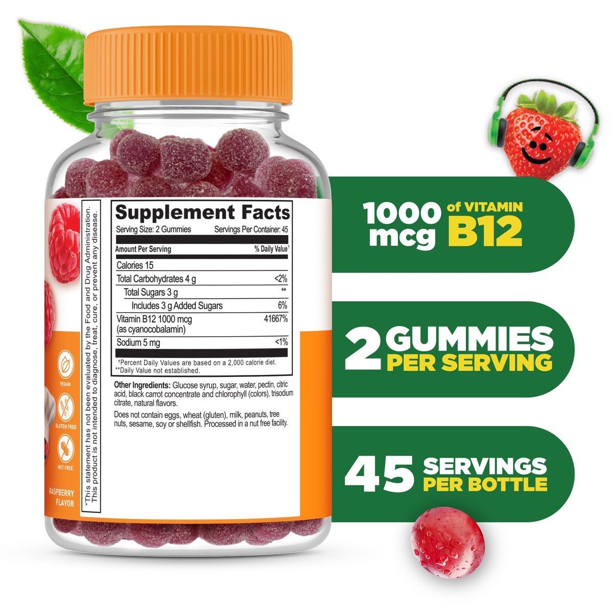 Lifeable Vitamin B12 for Kids | 1000 mcg | Great Tasting Vitamin B12 Gummies | Gluten Free, Vegan B12 Vitamins | B12 Vitamins for Energy, Mood and Nervous System Support | 90 Gummies - görsel 4