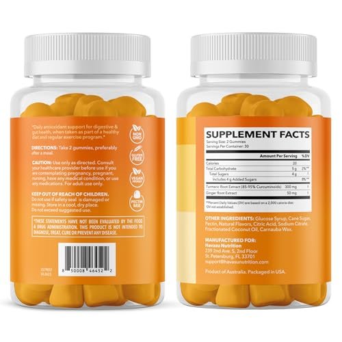 Turmeric Gummies with Ginger Root Extract - Digestive Health and Immune Support Supplement for Overall Wellness - 60 Count - Vegan, Non-GMO Curcumin Vitamin - Peach Flavor, 1 Month Supply - görsel 15
