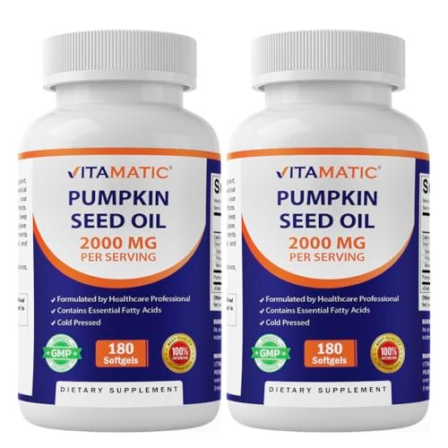 Vitamatic Pumpkin Seed Oil 2000mg – 180 Softgels (Pack of 2-360 Count) - görsel 1