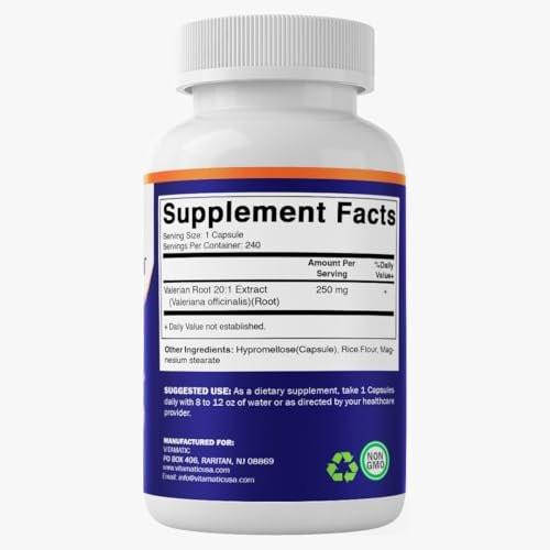 Vitamatic Valerian Root Extract 20:1 – Concentrated Botanical Extract Capsules – Non-GMO, Gluten Free – 240 Capsules - görsel 13
