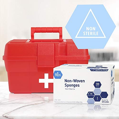 MED PRIDE Non-Woven Non-Sterile Surgical Sponges 200 Pack, 4in X 4in 4-Ply Gauze Pads for First Aid Wound Care - görsel 1