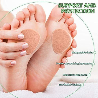 Syhood 40 Pcs Metatarsal Pads for Men Women, 1/4 Inch Thick Felt Ball of Foot Cushions, Forefoot Pain Relief Inserts, Metatarsal Foot Pads for Support and Pain Relief (Skin Color)