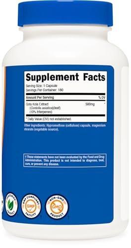 Nutricost Gotu Kola 500 MG, 180 Capsules - Vegetarian Capsules, Gluten Free, Non-GMO - görsel 12