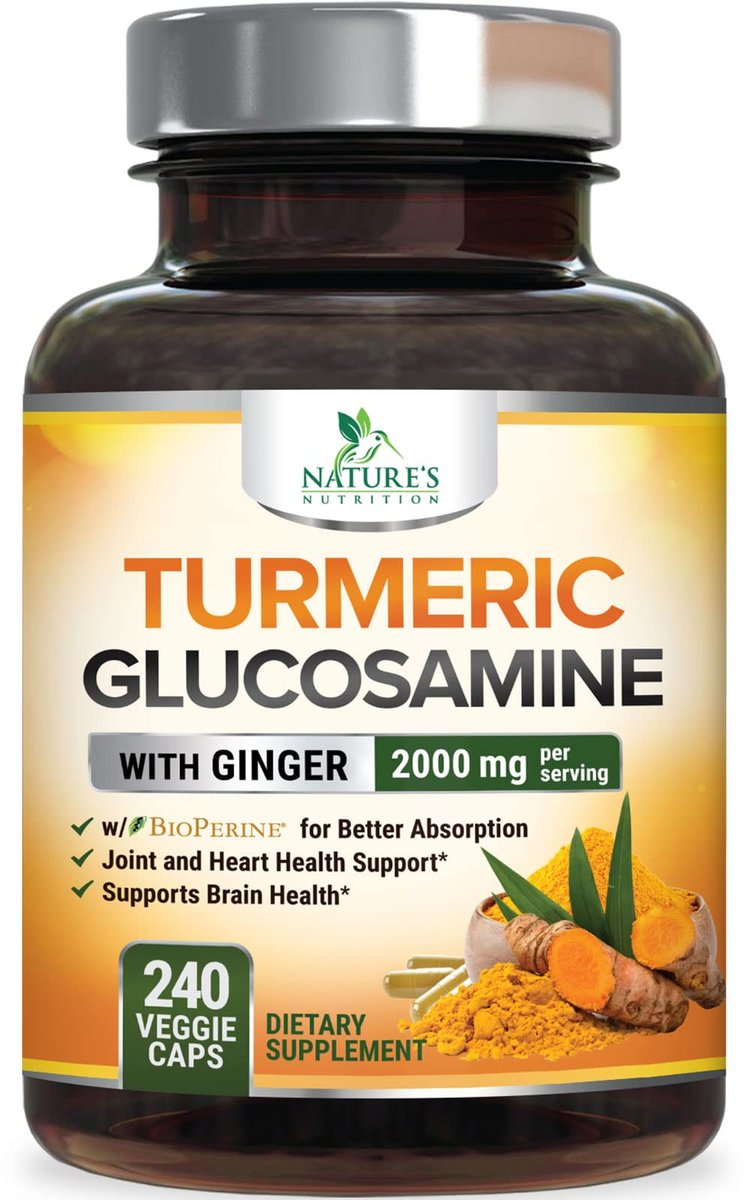 Turmeric Curcumin Supplement - 95% Curcuminoids with Glucosamine, Ginger & MSM, BioPerine Black Pepper Extract for Best Absorption, Natural Vegan Joint Support, Non-GMO, Bottled in USA - 240 Capsules - görsel 15