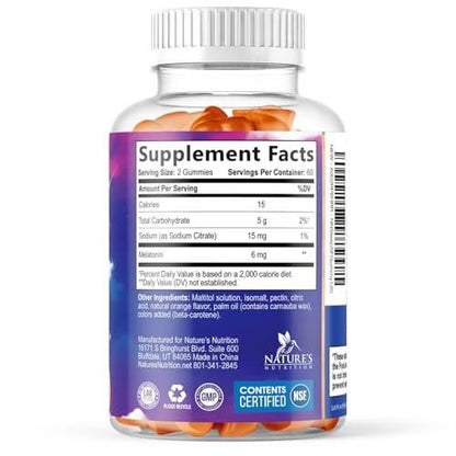 Melatonin Sleep Gummies - Melatonin 6mg Per Serving - Sugar-Free Melatonin Gummy for Adults - Extra Strength Sleeping Gummy Supplement - Supports Restful Sleep - Tasty Orange Flavor - 120 Gummies