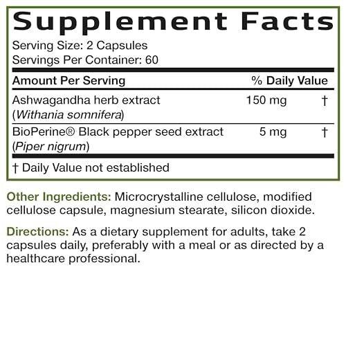 Bronson Ashwagandha Extra Strength Stress & Mood Support with BioPerine - Non GMO Formula, 250 Vegetarian Capsules - görsel 8