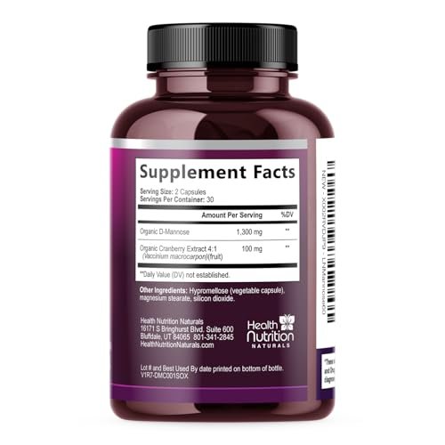 D-Mannose Supplement - 1,300mg Organic D Mannose Per Serving with Organic Cranberry Extract - Fast-Acting, Natural Urinary & Bladder Support for Women & Men – Flush & Cleanse Impurities – 60 Capsules - görsel 12