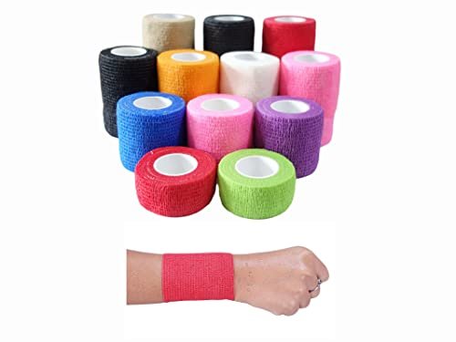 Transun Moo 6 Pack 2" x 5 Yards Self Adhesive Bandage Wrap Breathable Cohesive Vet Wrap for Pets, Elastic Self-Adherent Tape for Sports, Wrist, Ankle (Mixed Colors) - görsel 1