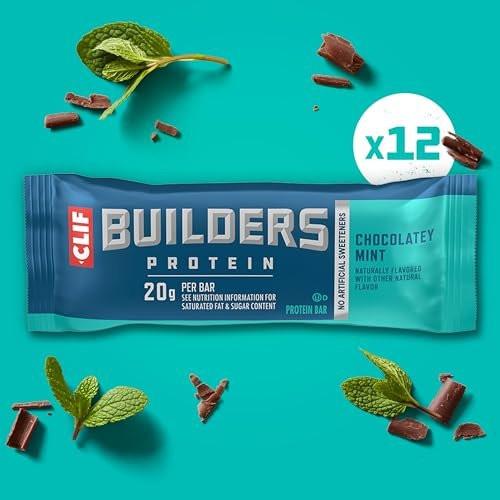 CLIF BUILDERS Protein Bars - Chocolatey Mint - 20g Plant Based Protein - Gluten Free - Non-GMO - Low Glycemic - No Artificial Sweeteners - 2.4 oz. (12 Pack) - görsel 13